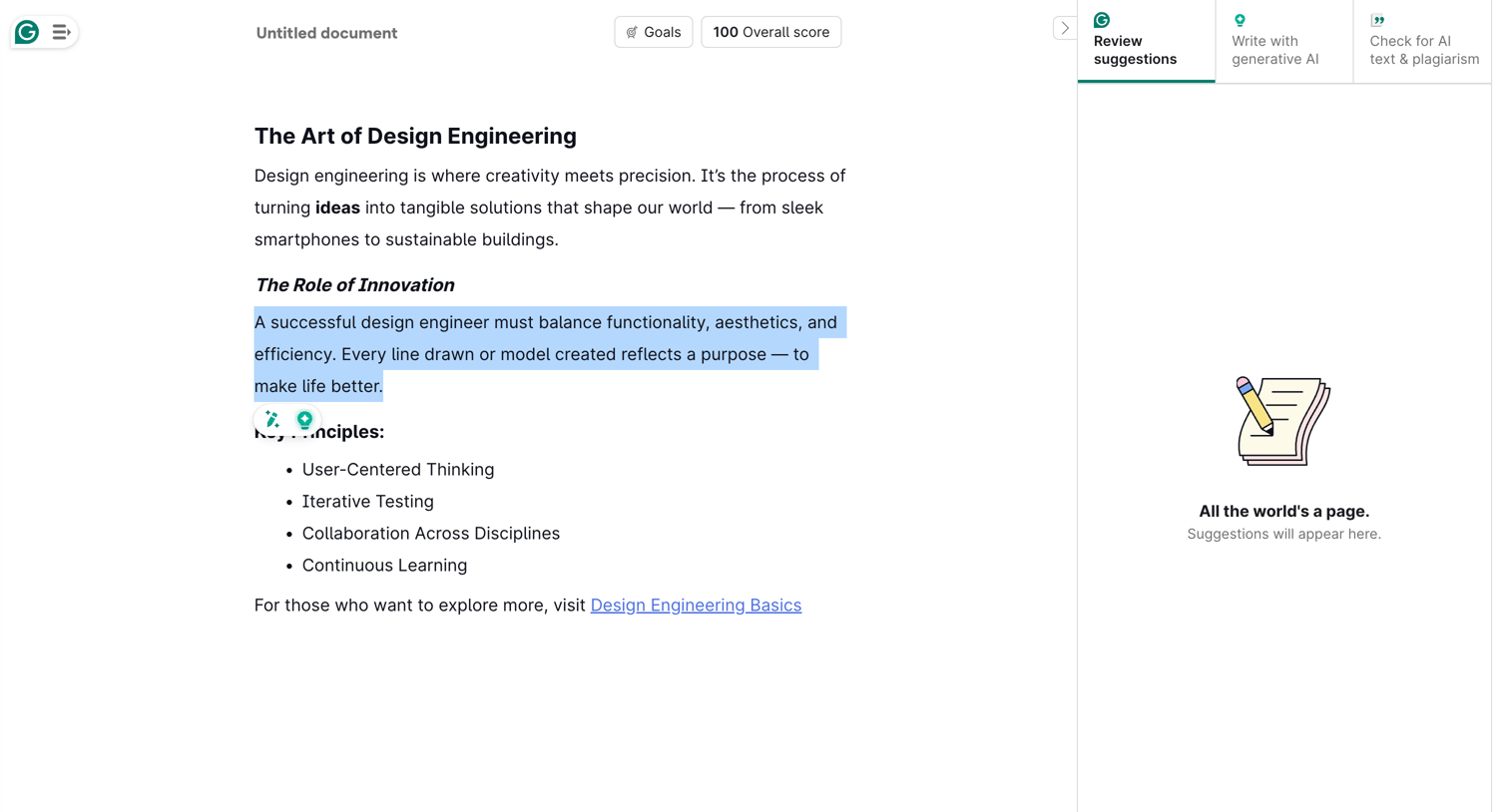 Grammarly screen