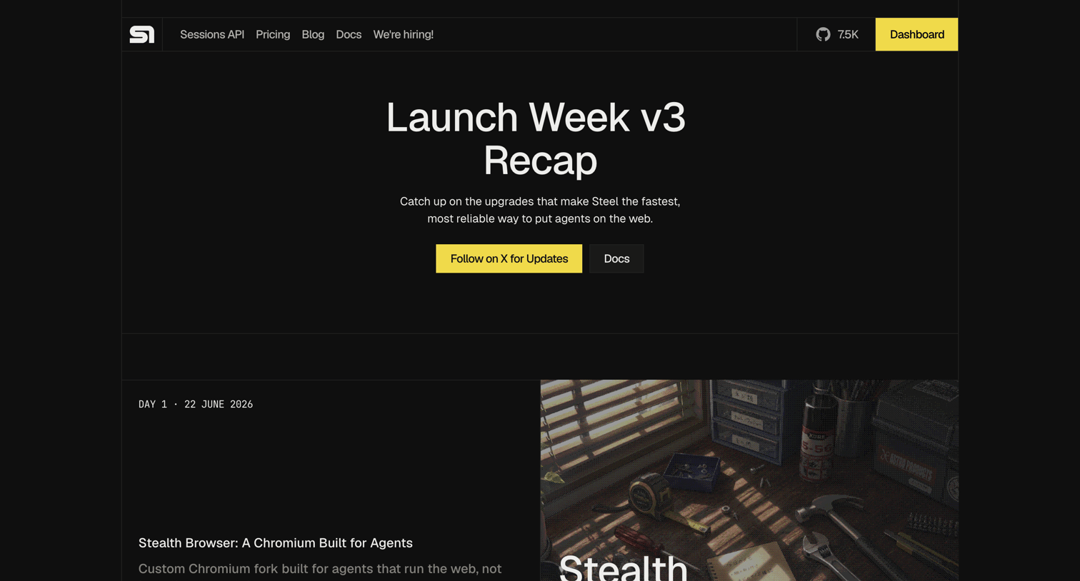Steel - Steel | Browser Infrastructure for AI Agents screen