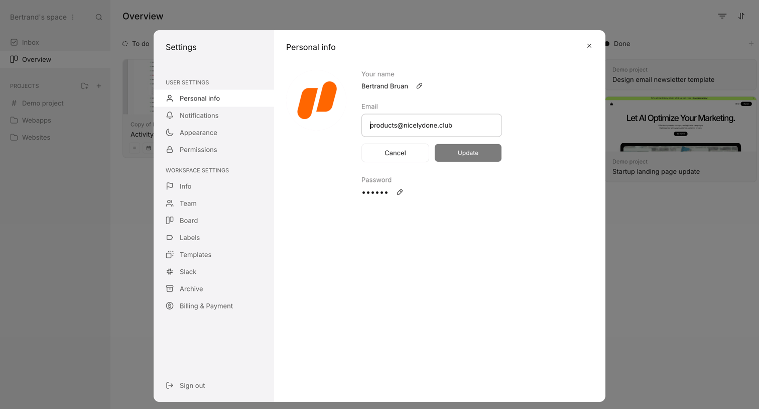 Workflow screen