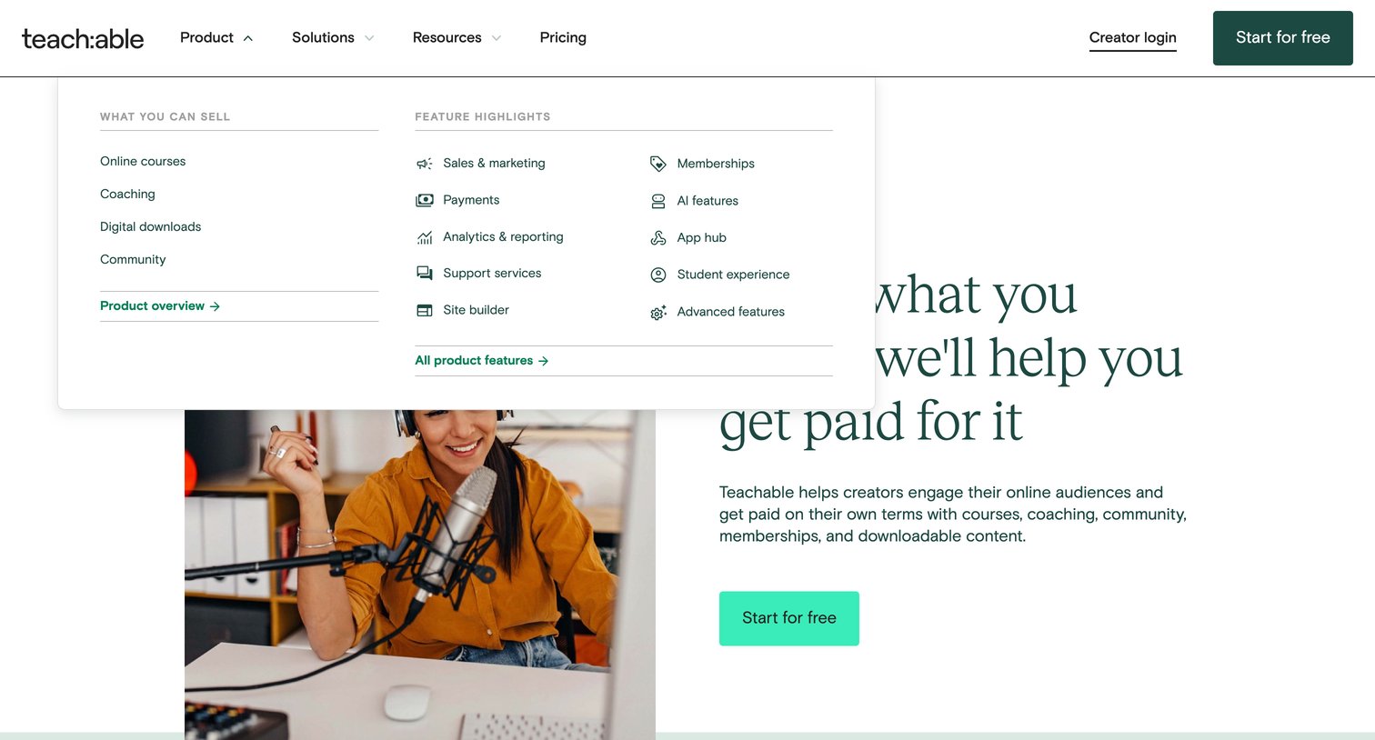 Teachable - Teachable Sell Courses, Coaching and Digital Downloads screen