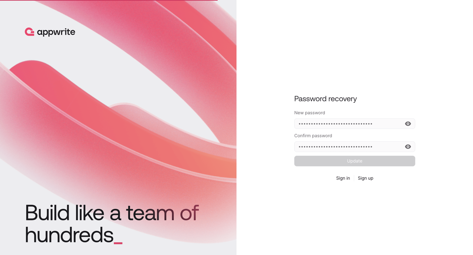 Appwrite - Recover - Appwrite screen