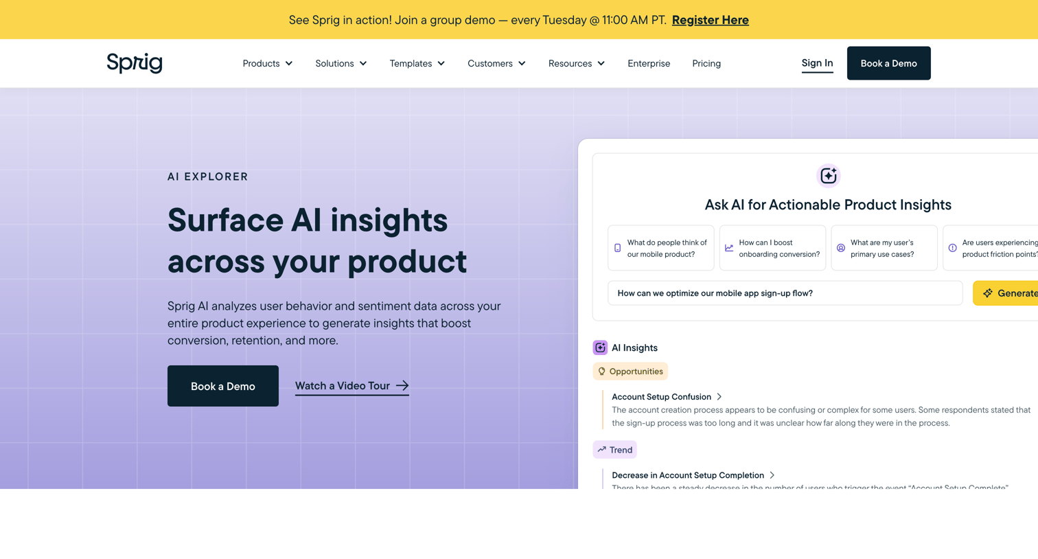 Sprig - Sprig AI Explorer screen