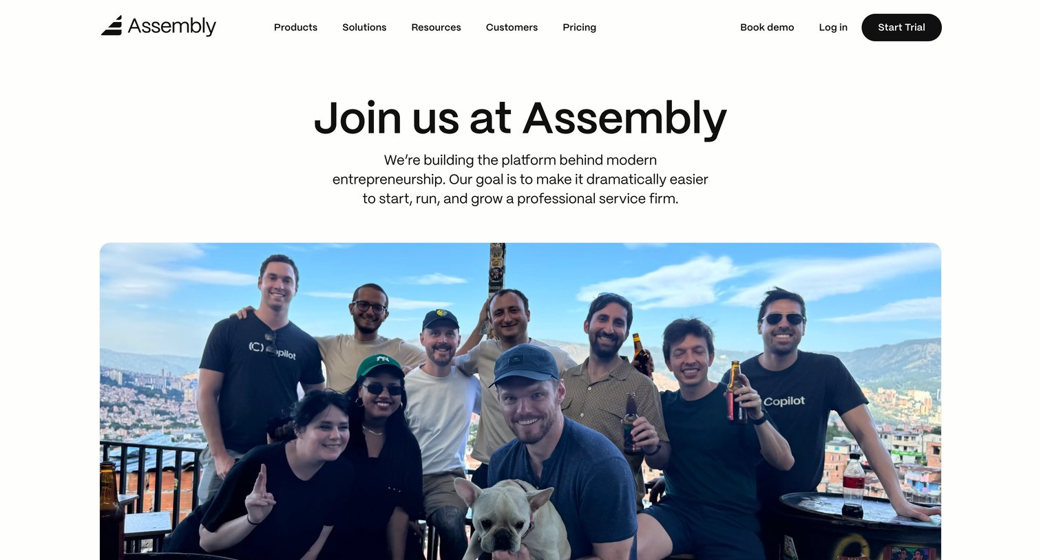 Assembly AI App Builder - Assembly Jobs  Join our Team screen