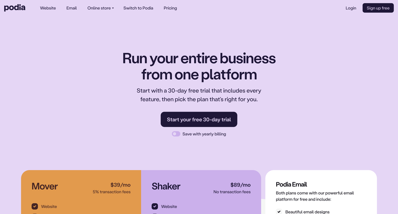Podia - Podia pricing How much does Podia cost | Podia screen