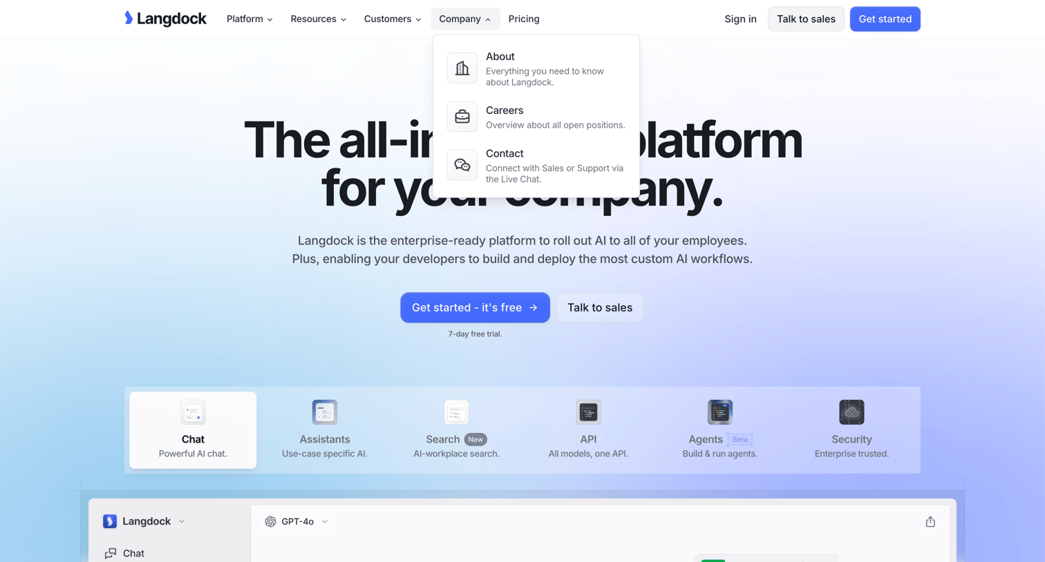Langdock - Langdock | The all-in-one AI platform for your company. screen