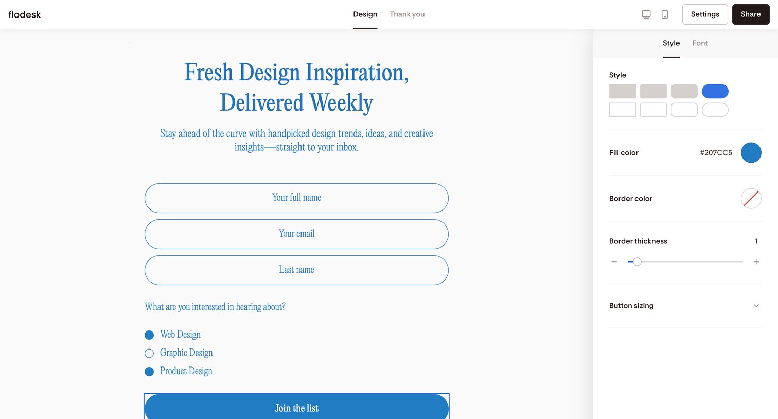 Flodesk - Simple link in bio | Flodesk screen