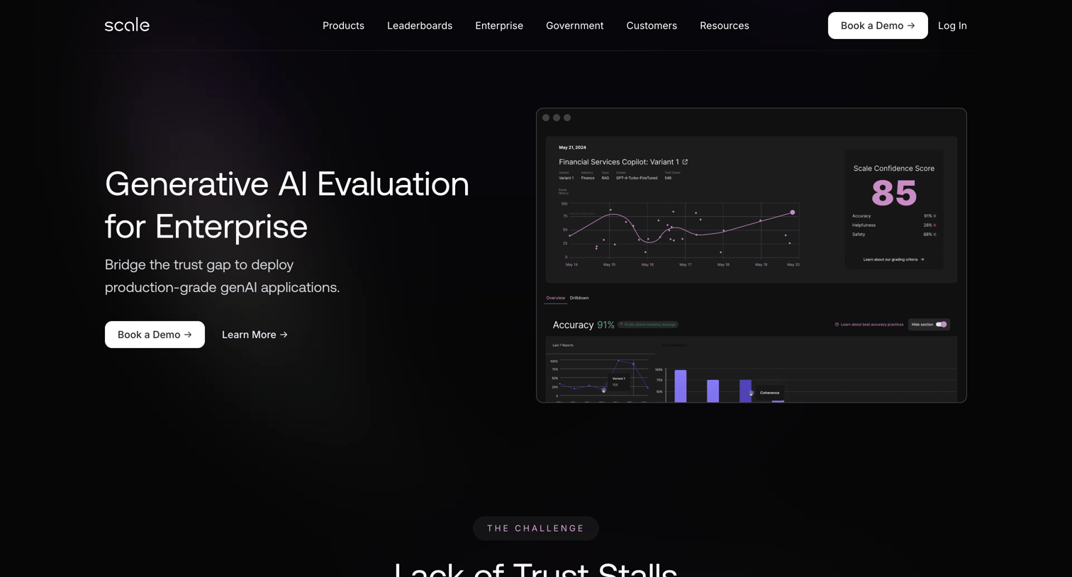 Scale - Scale AI Evaluation and monitoring of enterprise-grade generative AI screen