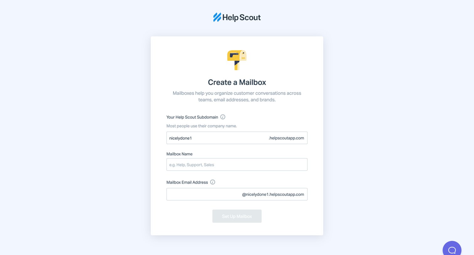 Help Scout - Tell Us About Yourself screen