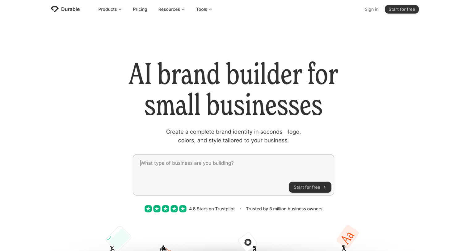 Durable - AI brand builder for entrepreneurs and businesses screen