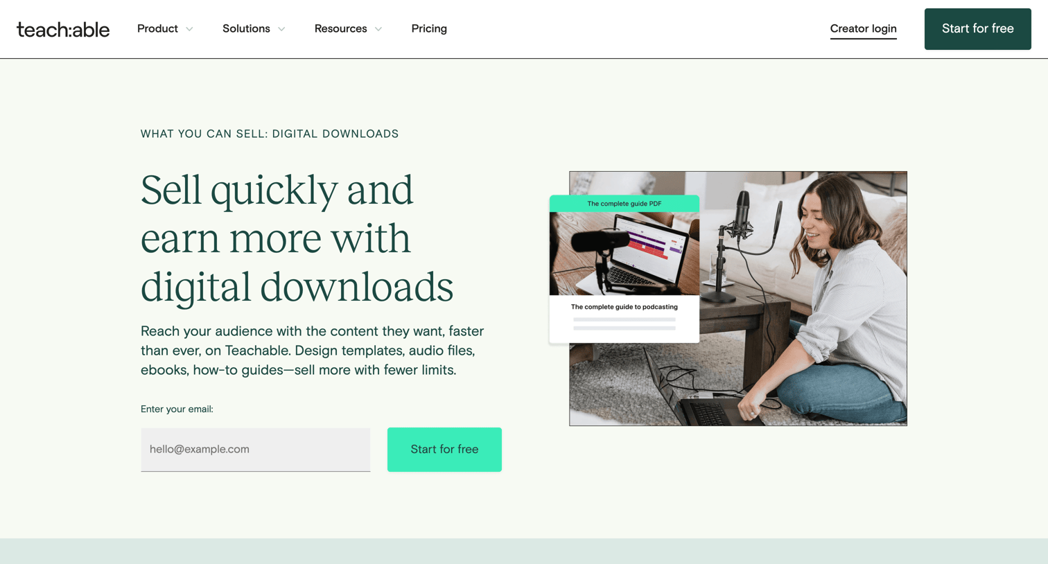 Teachable - Create and sell digital downloads on Teachable screen