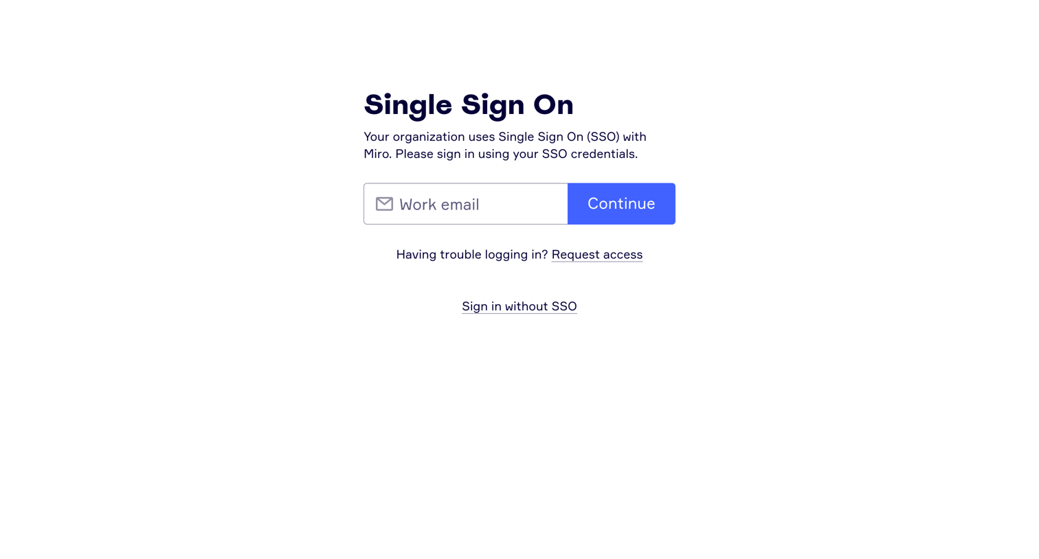 Miro - Single Sign On SSO Login | Miro screen