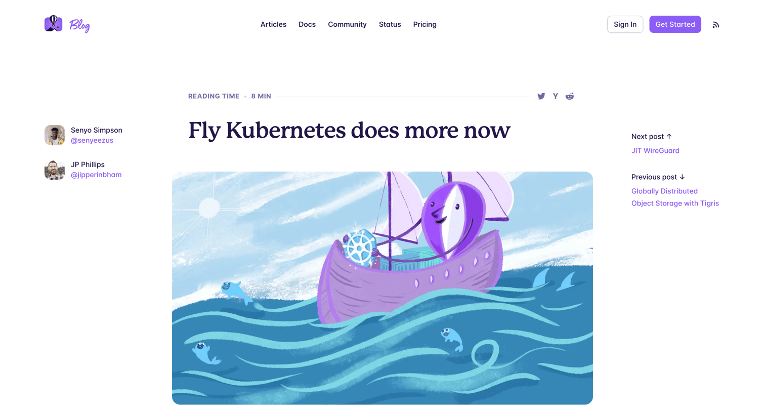 Fly - Fly Kubernetes does more now · The Fly Blog screen