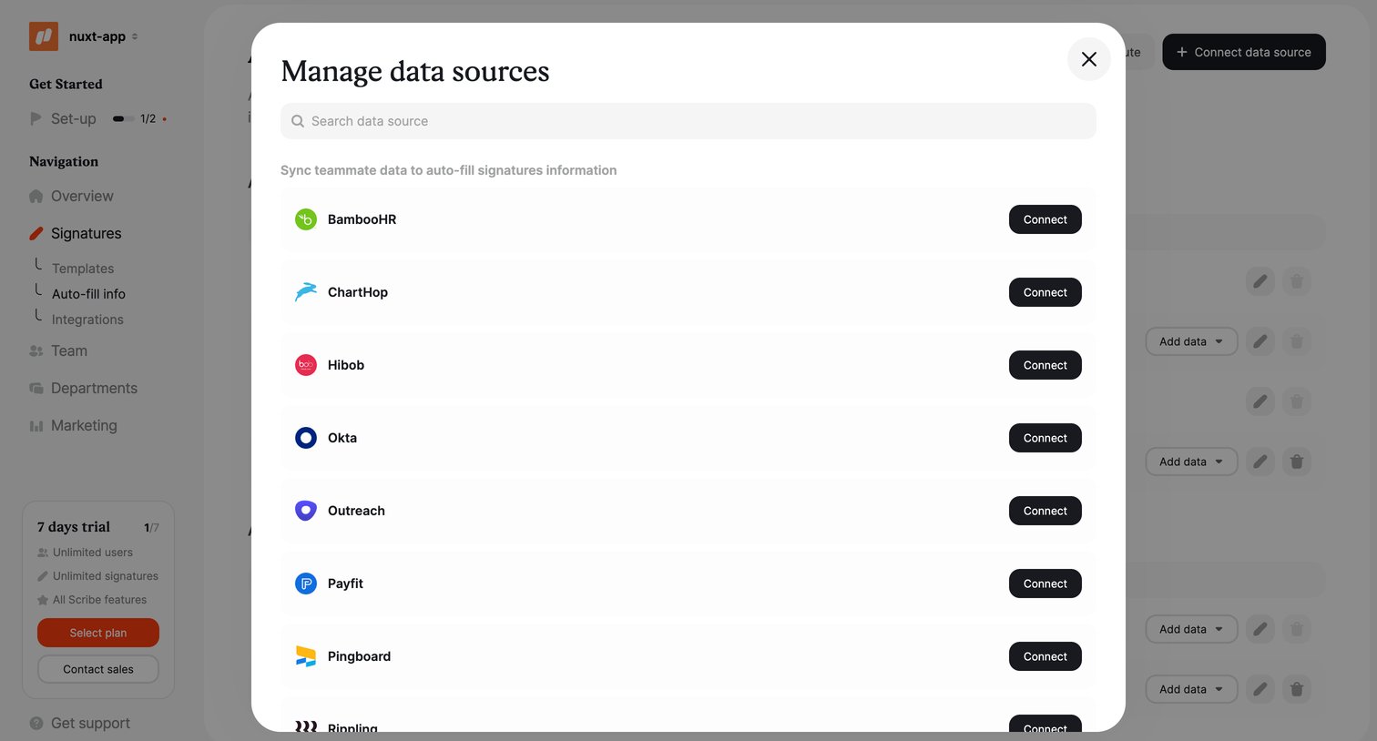 Scribe - Auto-fill info | Signatures Scribe screen
