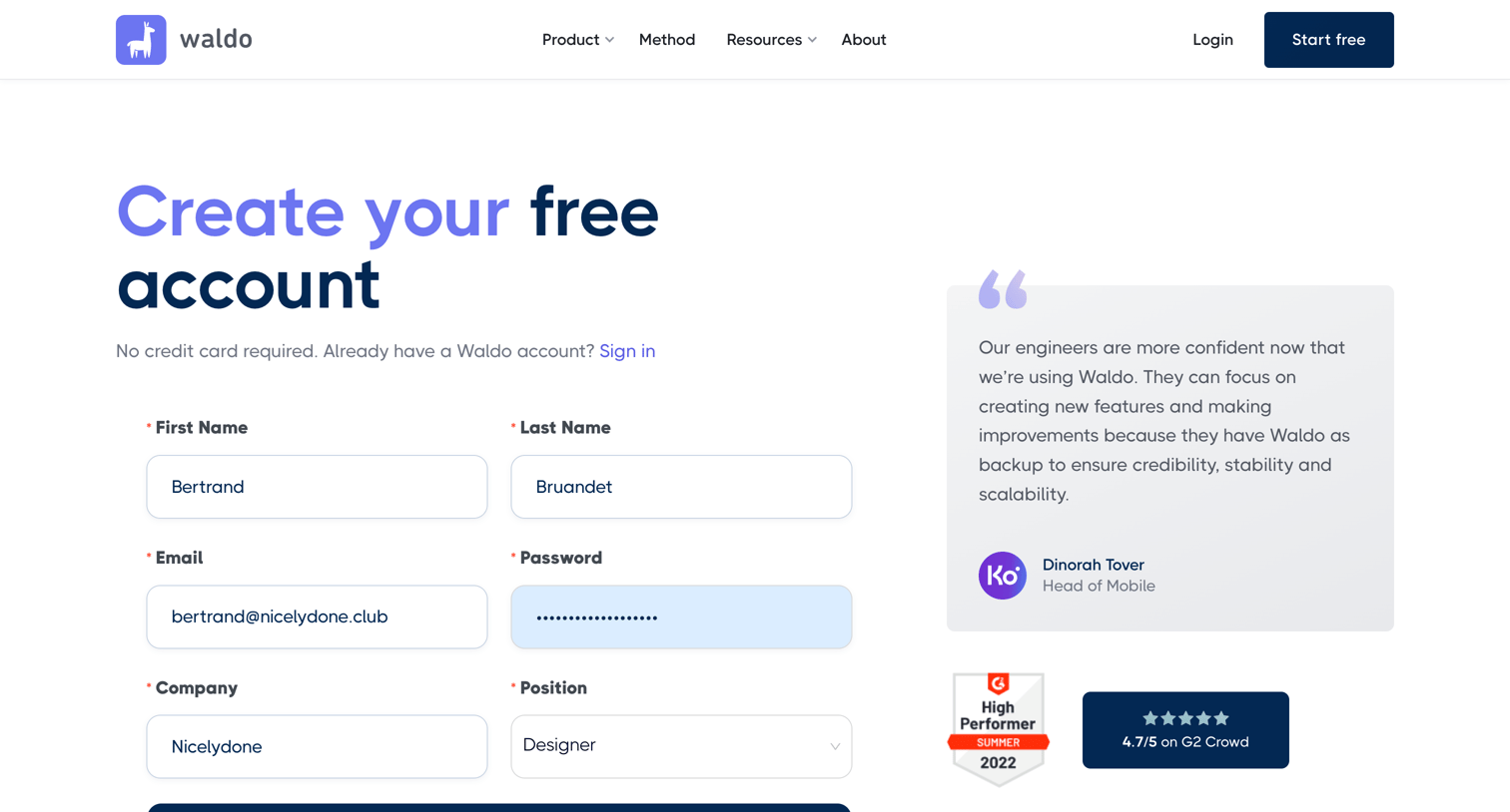 Waldo - Start your free trial | Waldo screen