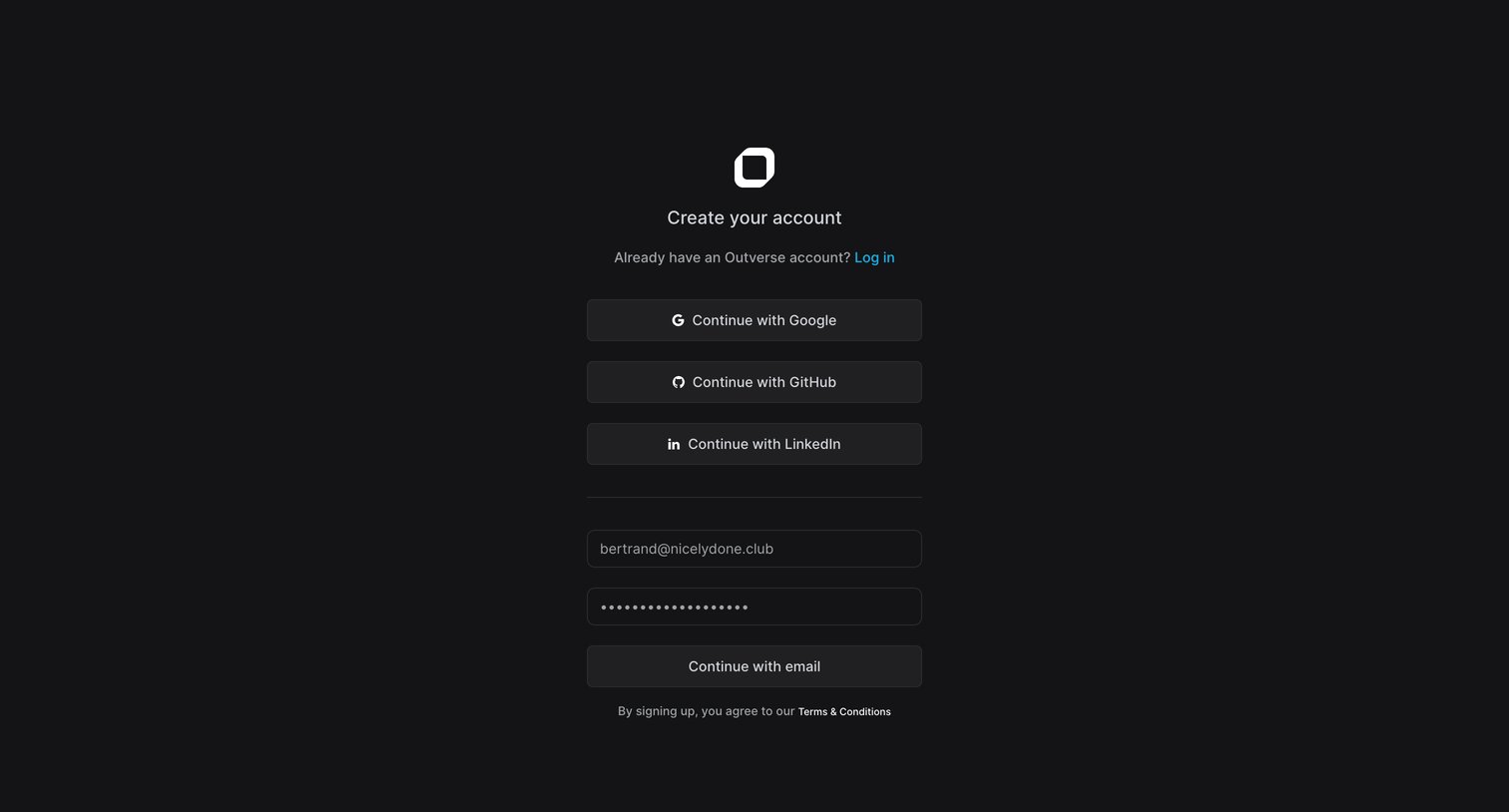 Outverse screen