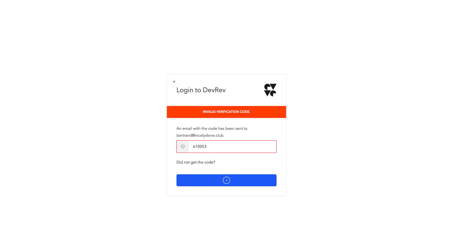 DevRev - DevRev Sign In screen