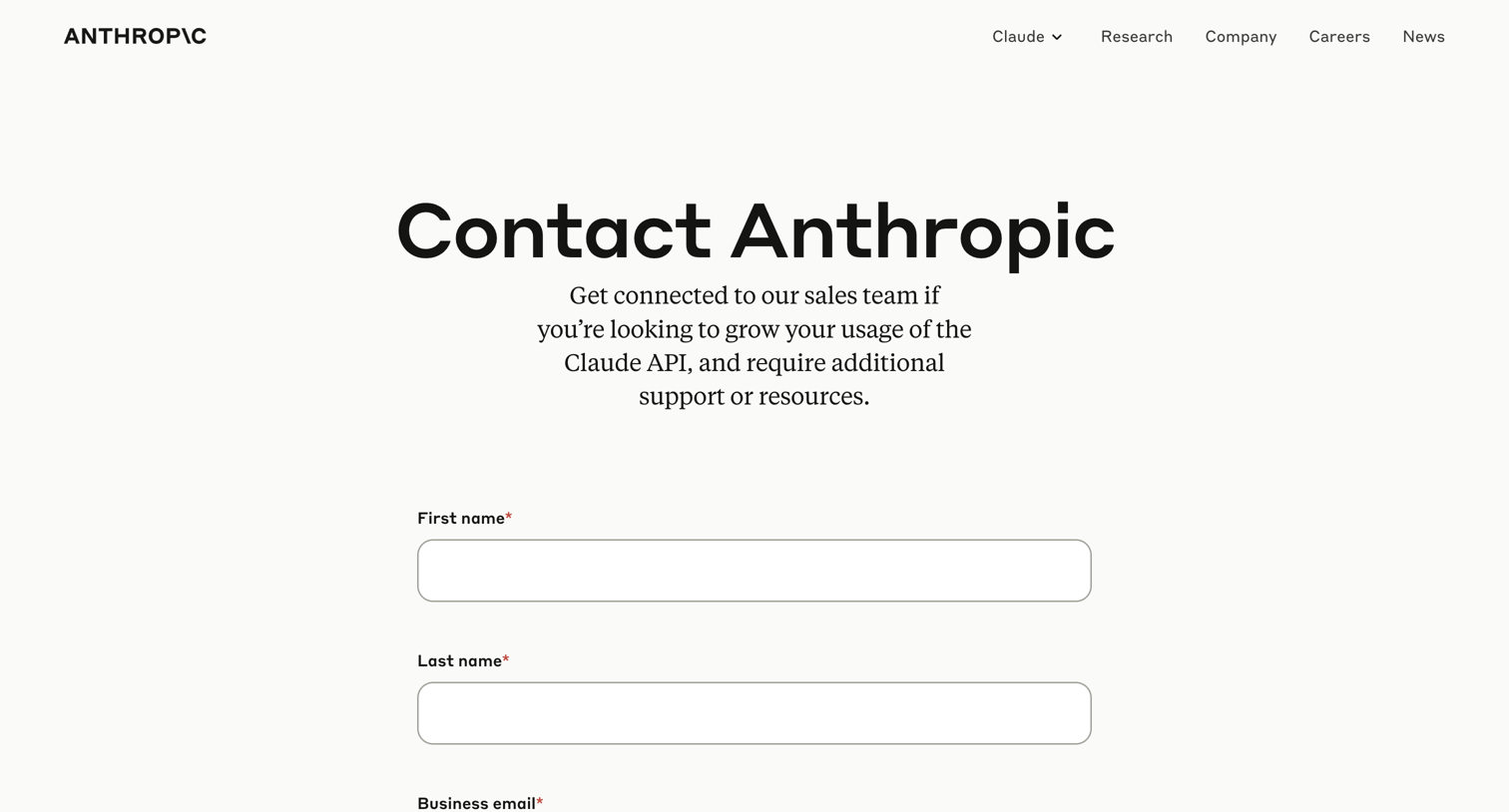 Claude - Contact Anthropic | Anthropic screen