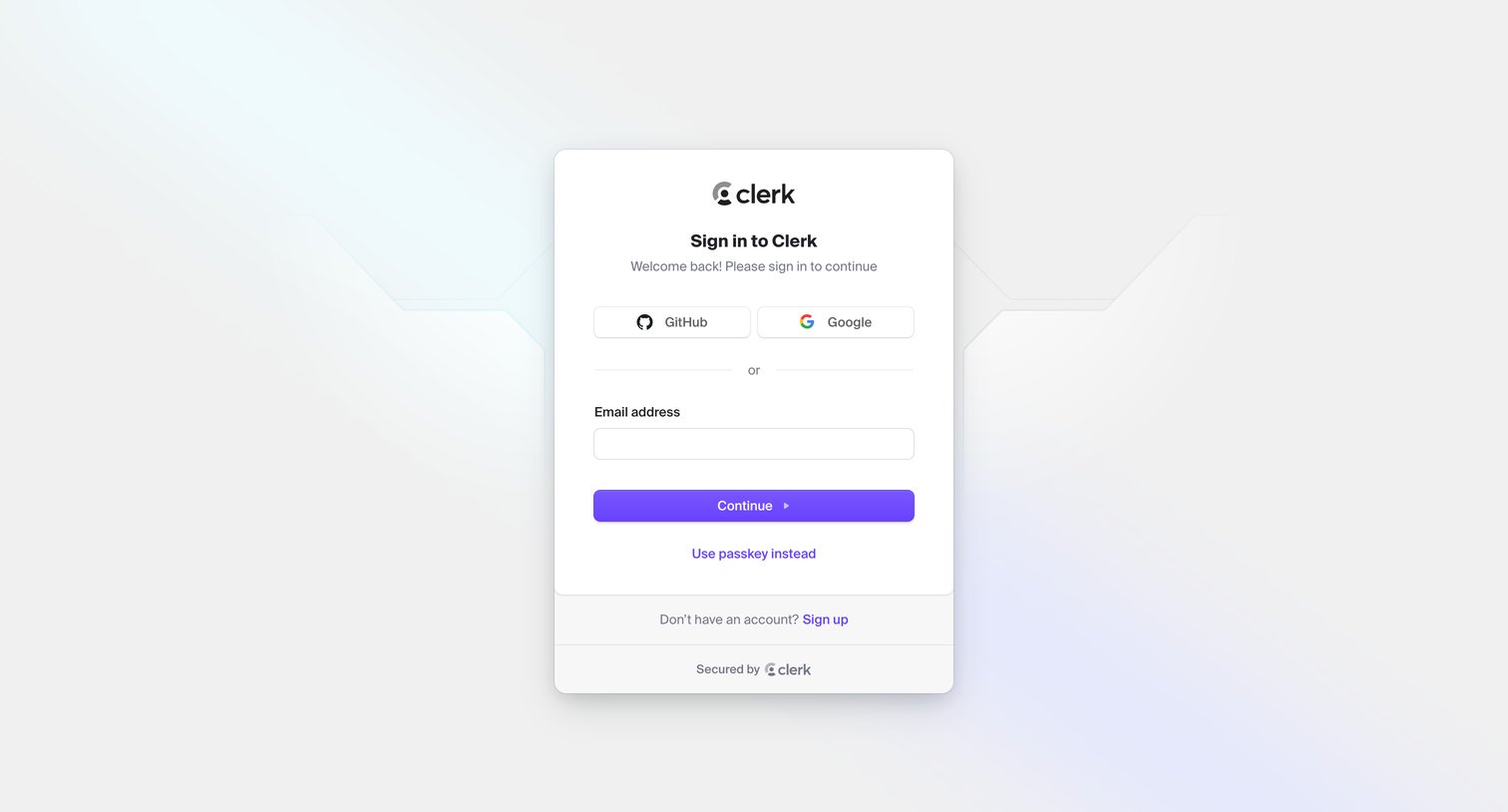 Clerk - Sign in | Clerk screen