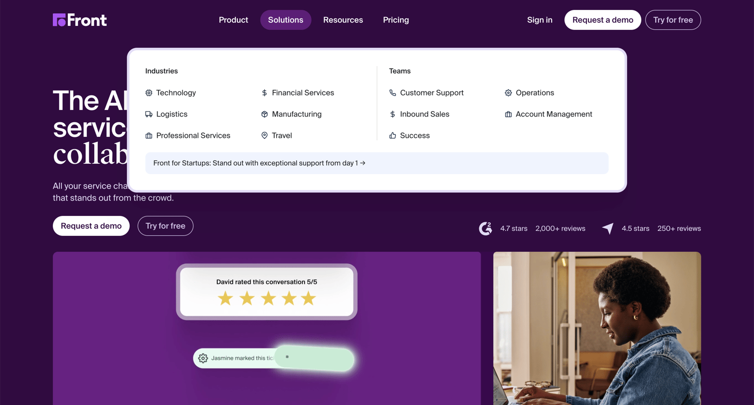 Front - Front - The Platform for Exceptional Customer Service at Scale screen