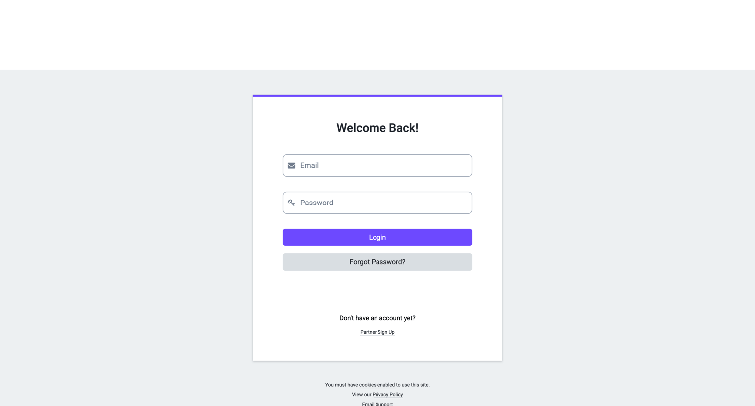 Proton - Login - Proton Partners screen