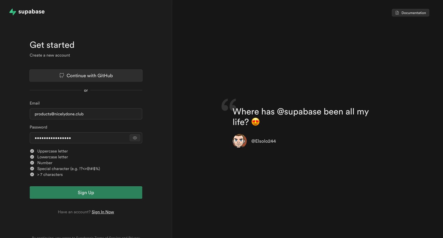 Supabase screen