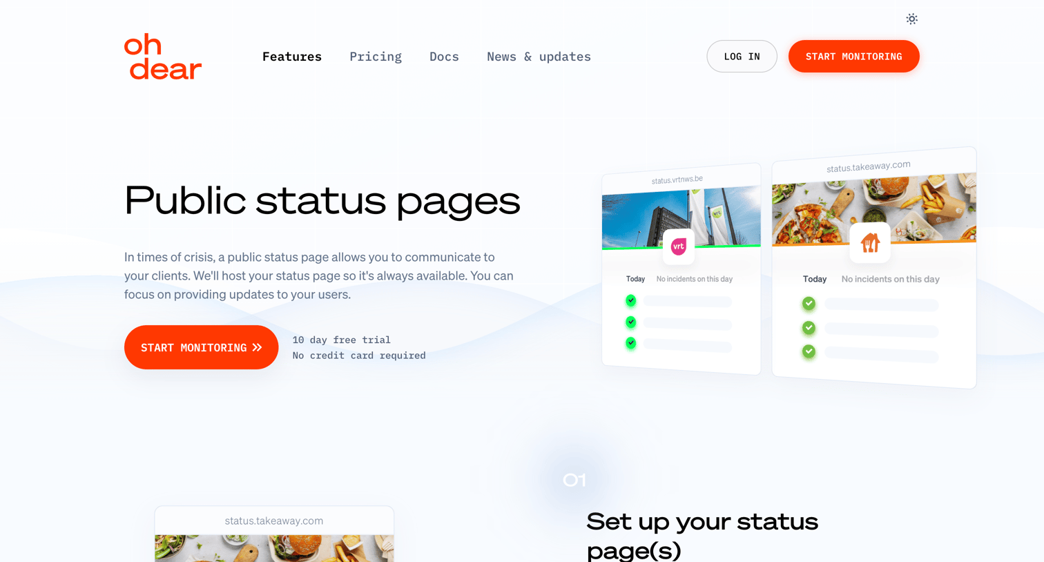 Oh Dear - Status pages by Oh Dear screen