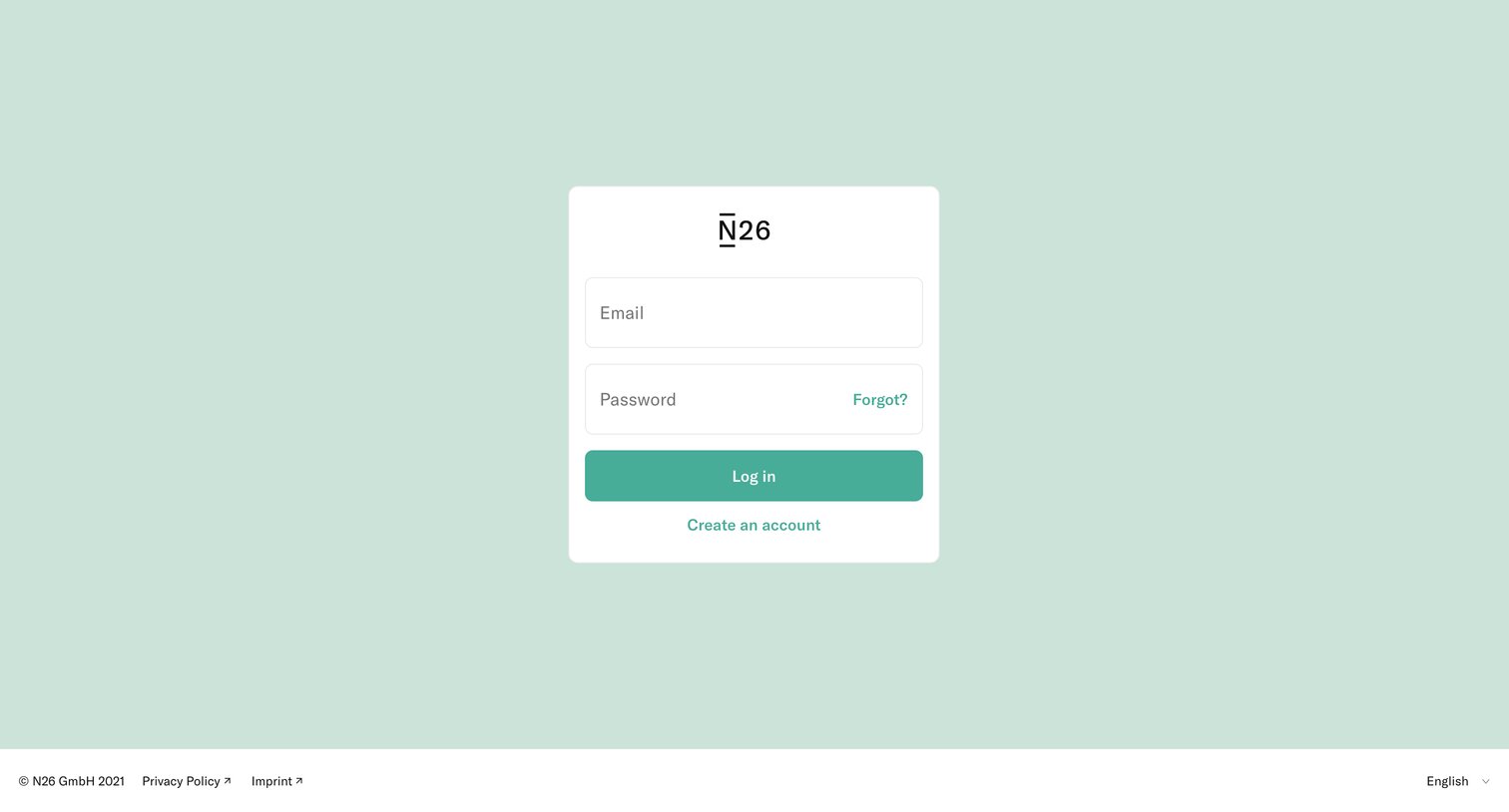N26 - Login — N26 screen