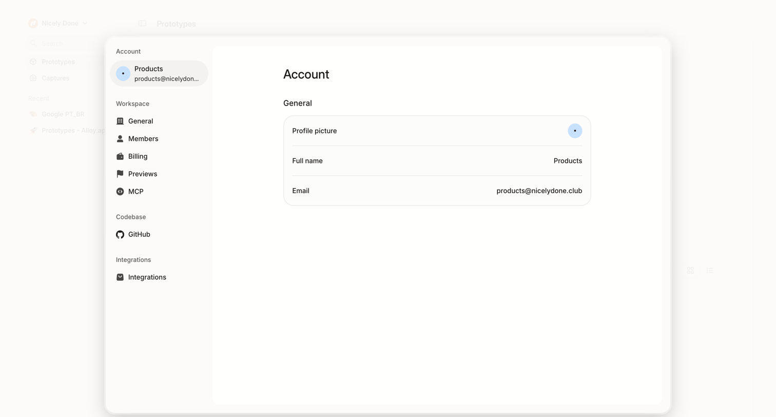 Alloy - Settings screen