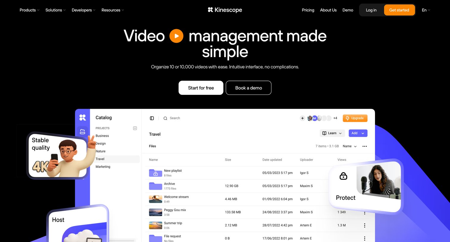 Kinescope - Video CMS — Upload, Organize & Control Content Kinescope screen