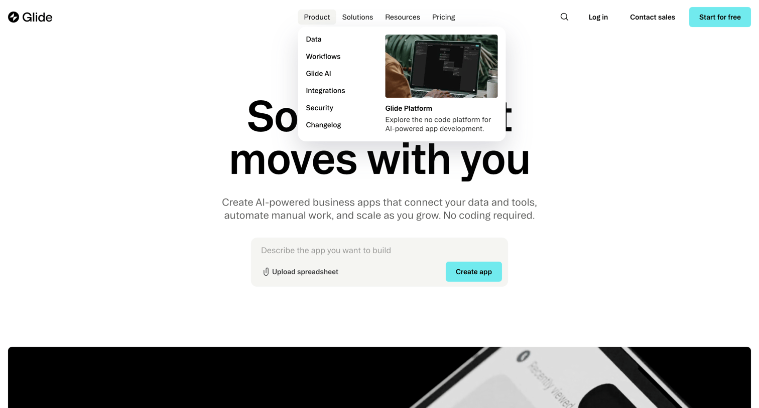 Glide - No Code App Builder Create Custom, AI-Powered Apps Glide screen