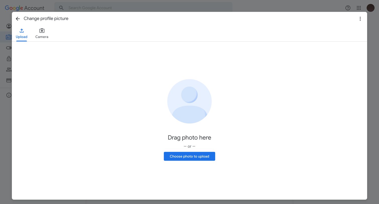 Google Account - Personal info screen