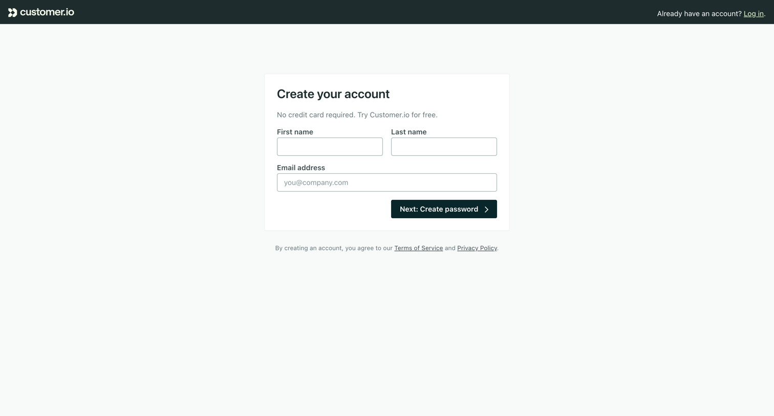 Customer.io screen