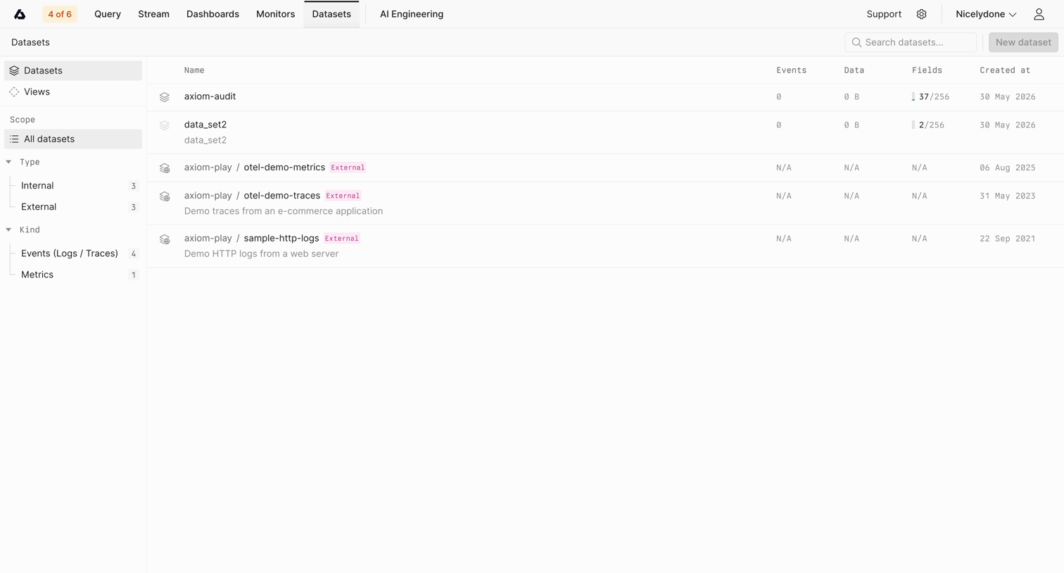 Axiom - Datasets - Axiom screen