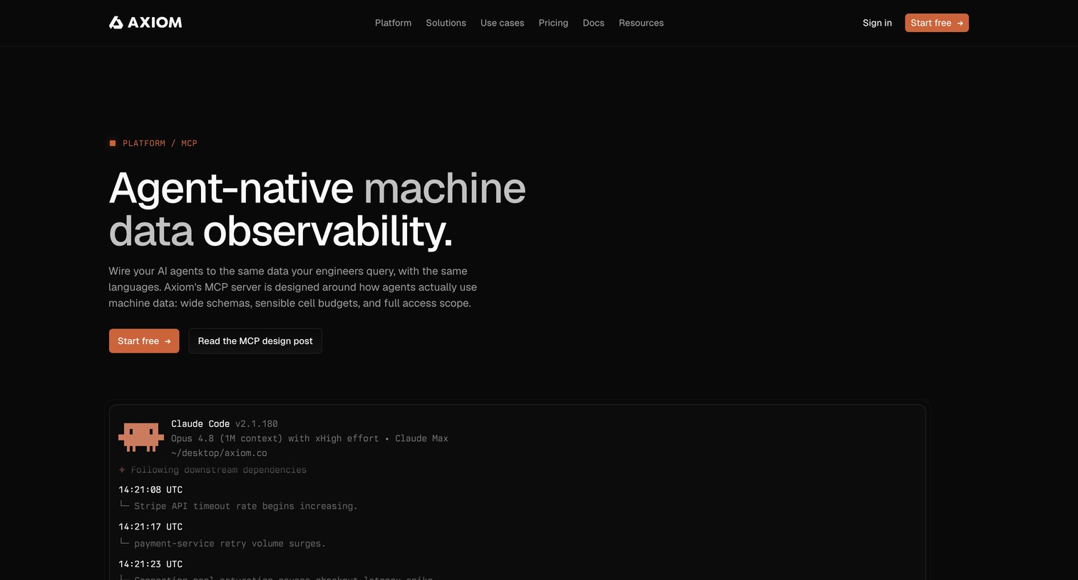 Axiom - Agent-native machine data observability - Axiom screen