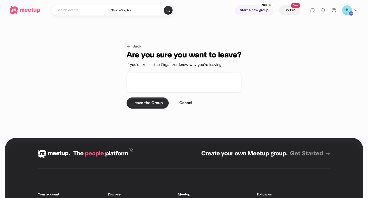 Meetup - Leave People who are interested in. O housings screen