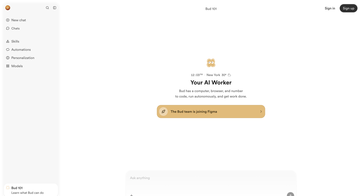 Bud - Bud - Your AI Worker screen