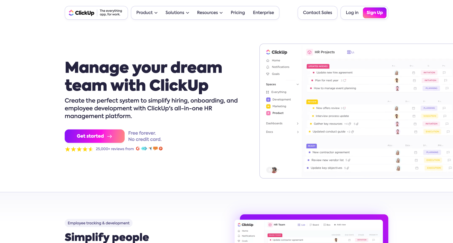 ClickUp - Build and manage your dream team with ClickUp screen