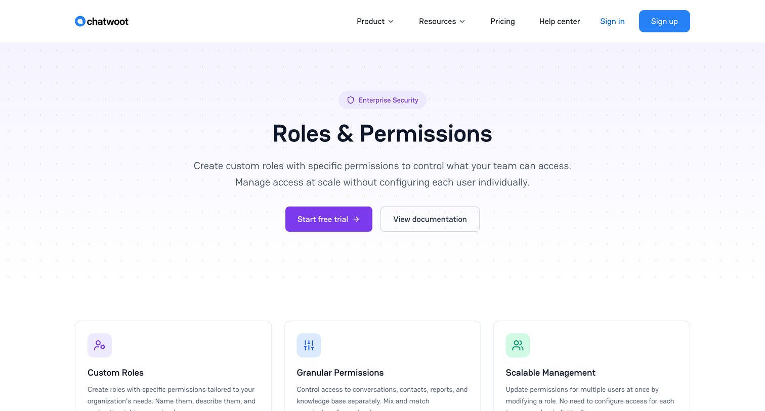 Chatwoot - Roles & Permissions - Custom Access Control Chatwoot screen
