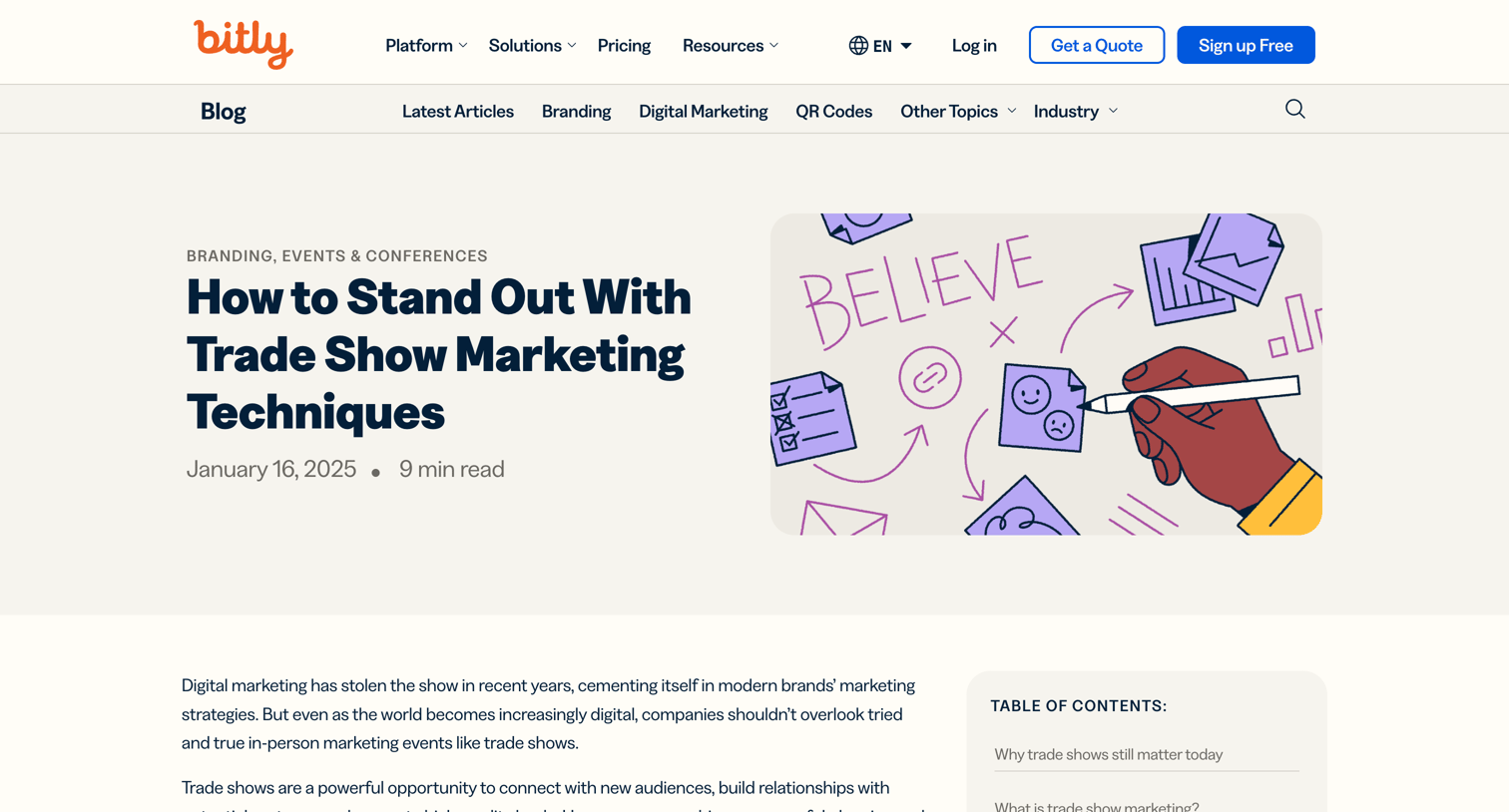 Bitly - How to Stand Out With Trade Show Marketing Techniques - Bitly | Blog screen
