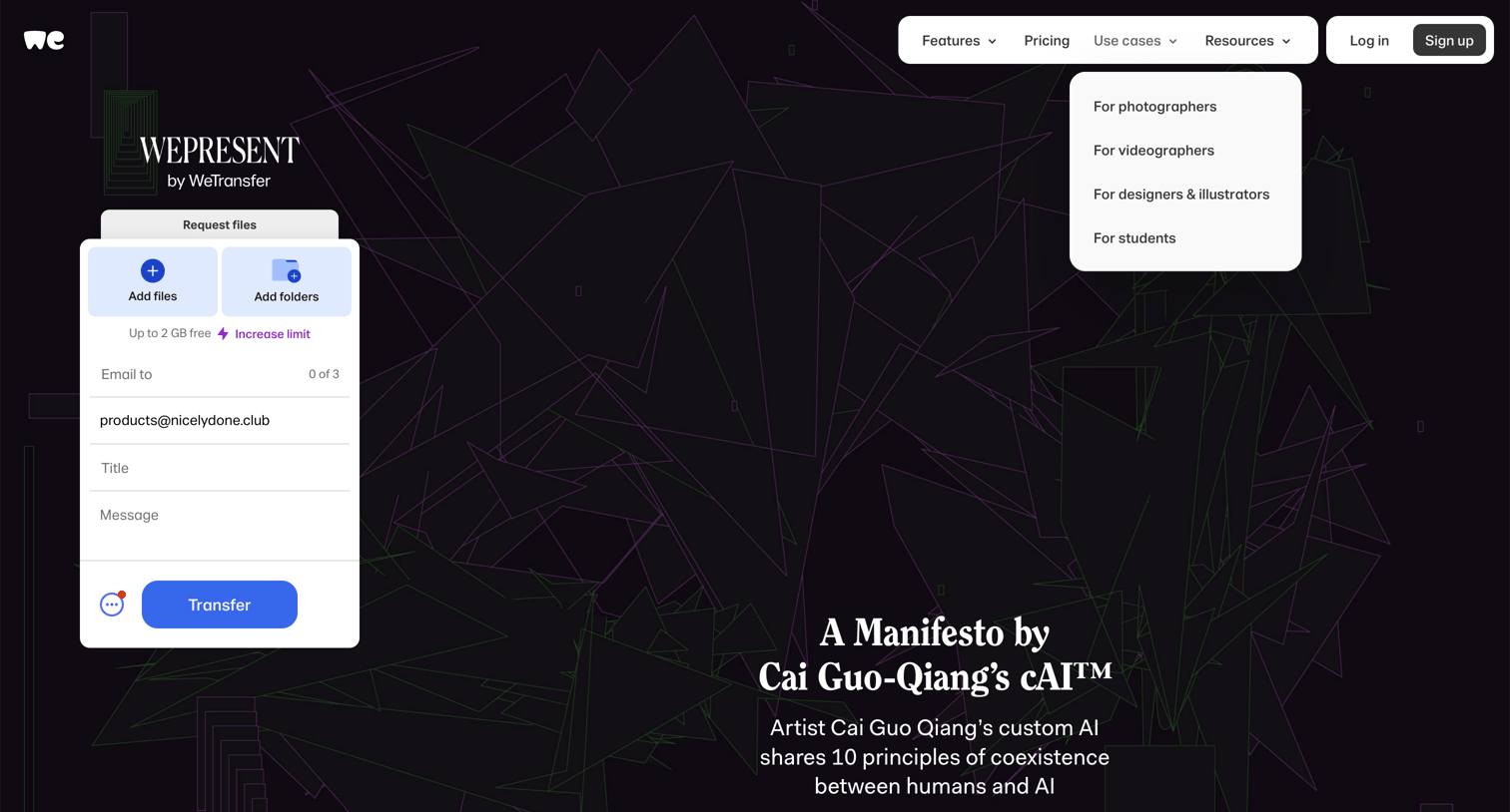 WeTransfer - WeTransfer | Send Large Files Fast screen