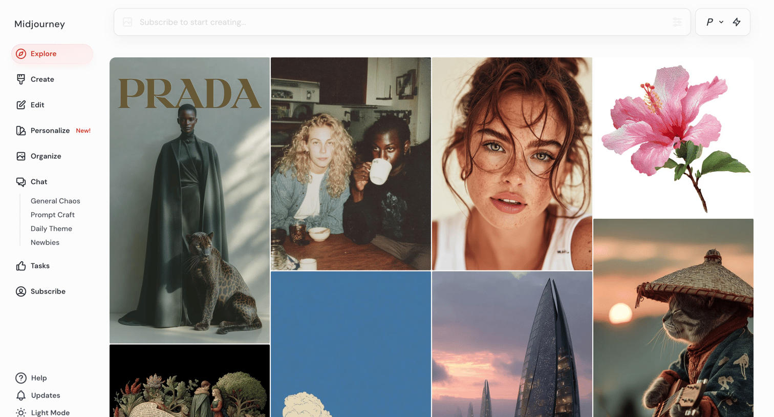 Midjourney - Explore screen
