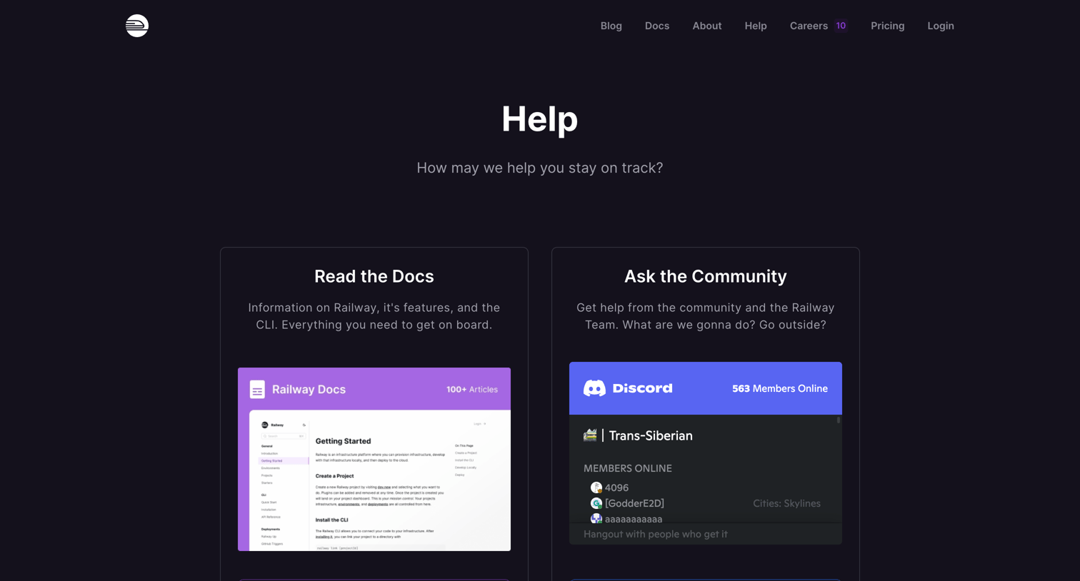 Railway - Help screen