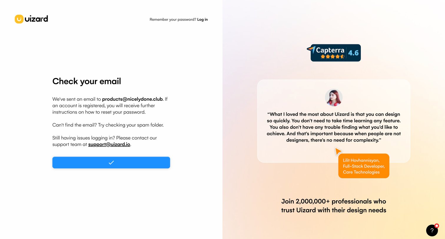 Uizard - Forgot password – Uizard screen