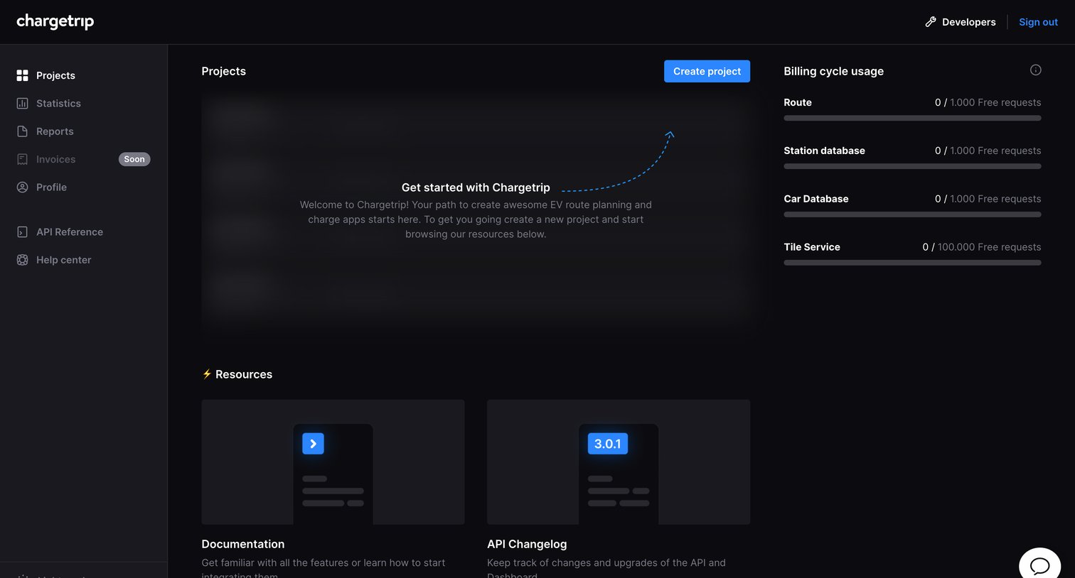 Chargetrip - Chargetrip - Projects screen