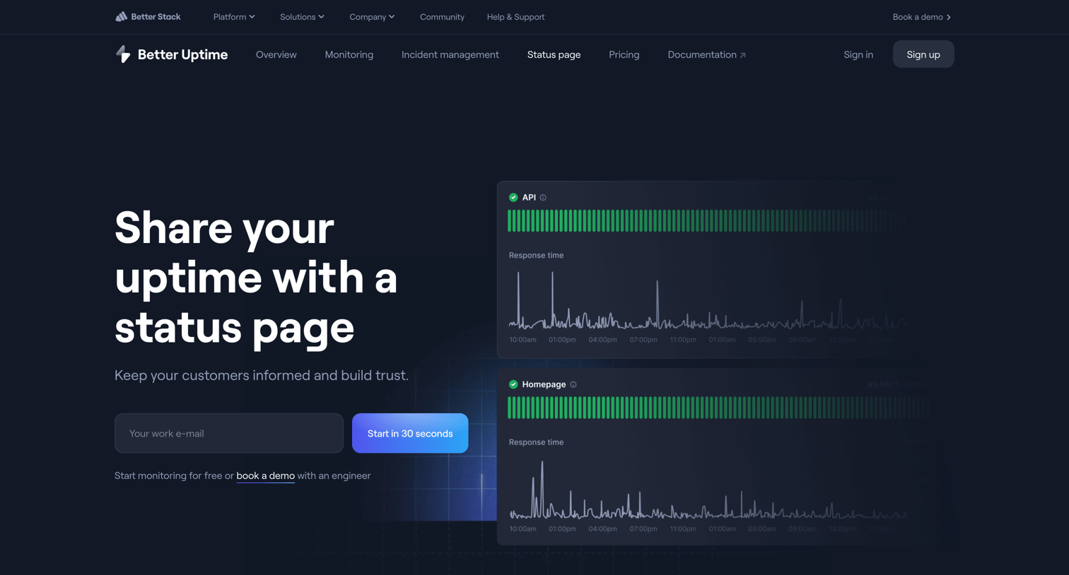Better Stack - Public Status Page | Better Uptime screen