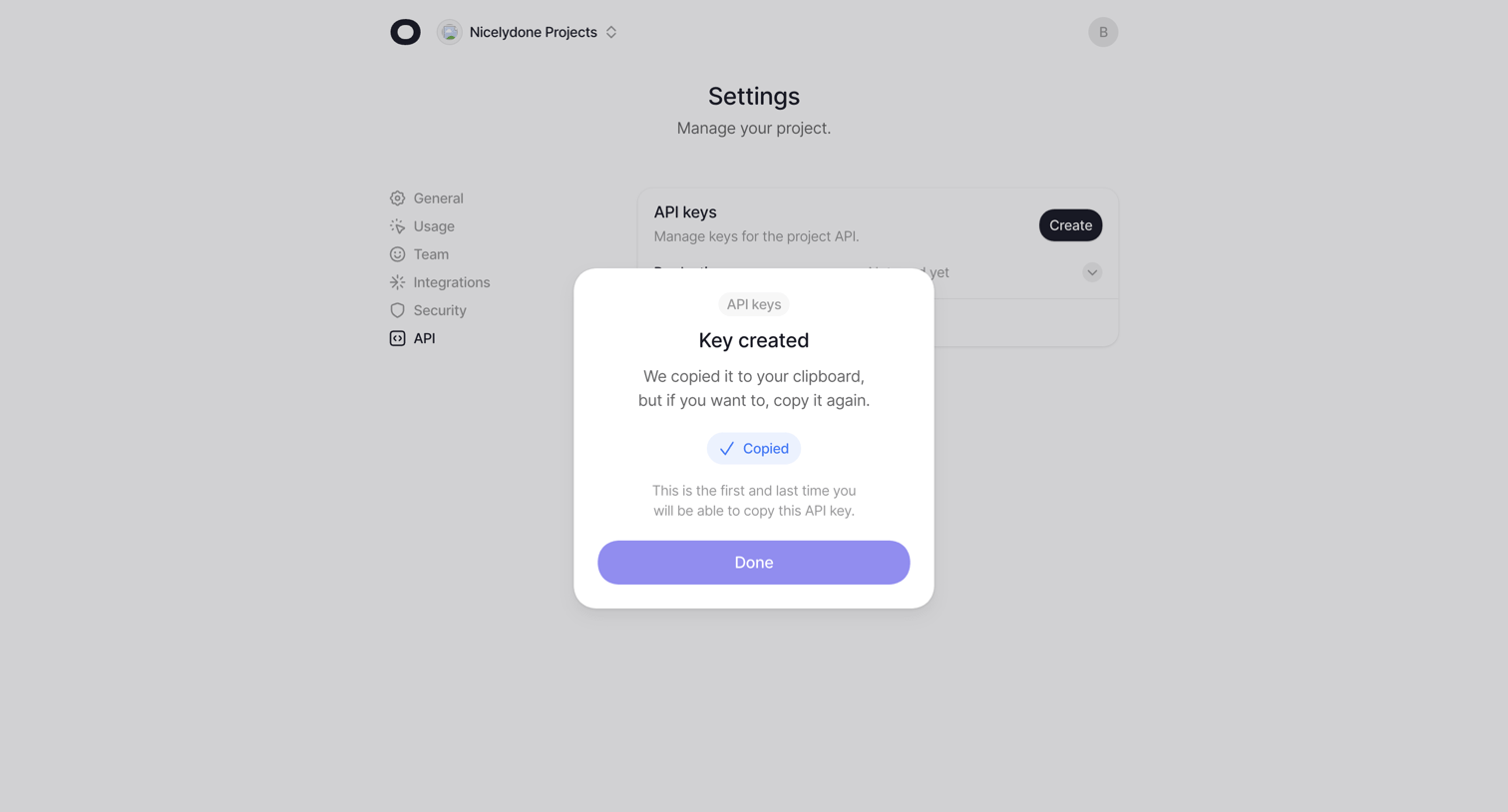 Visitors - API keys - nicelydone.com - Visitors screen