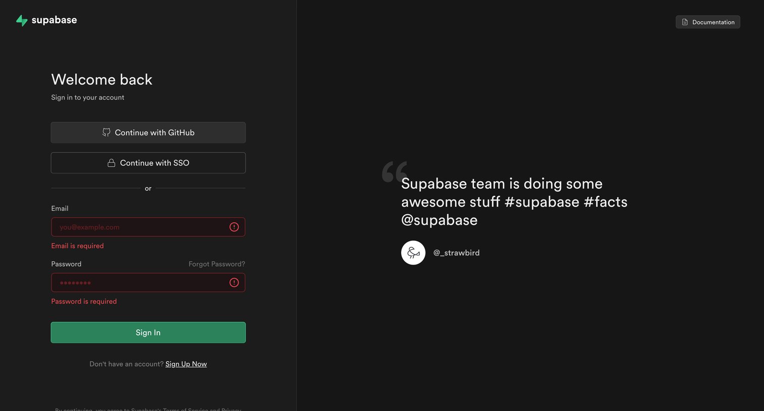 Supabase screen