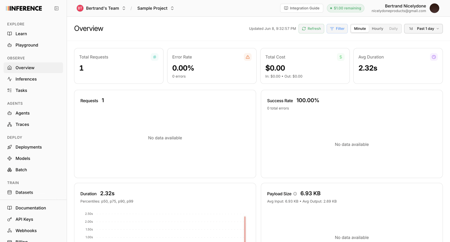 Inference - Observability | inference.net screen