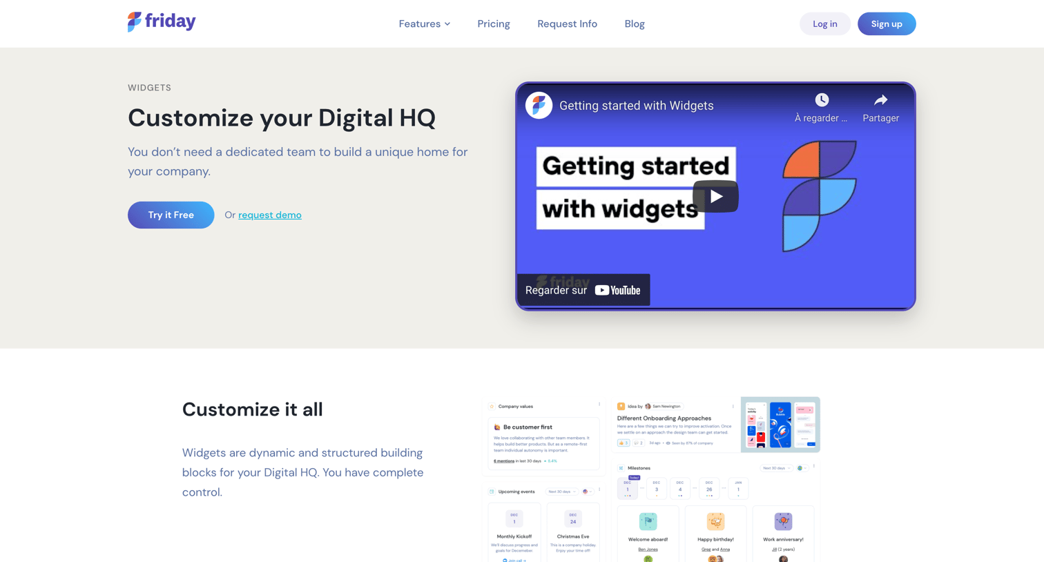 Friday - Customize your Digital HQ | Friday.app screen