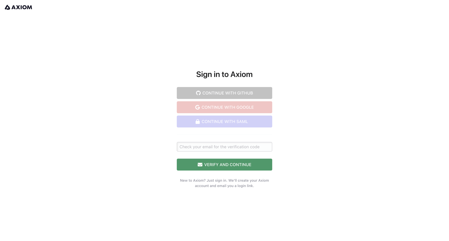 Axiom - Login - Axiom screen